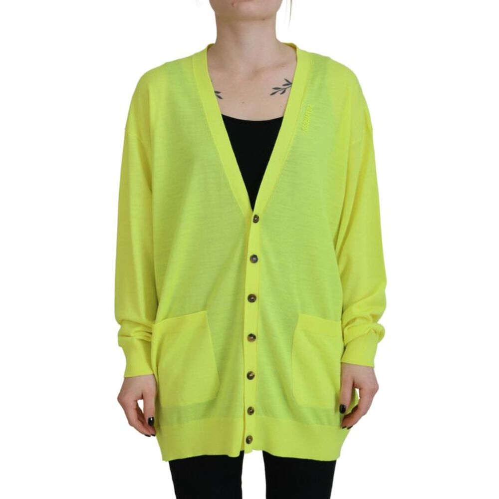 Dsquared² Yellow Wool Knitted Buttoned Cardigan Women's Sweater